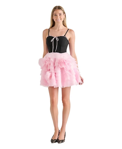 Betsey Johnson Juniors' Sweetheart Tiered Mini Dress