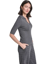 Calvin Klein Women's Collared 3/4-Sleeve Top