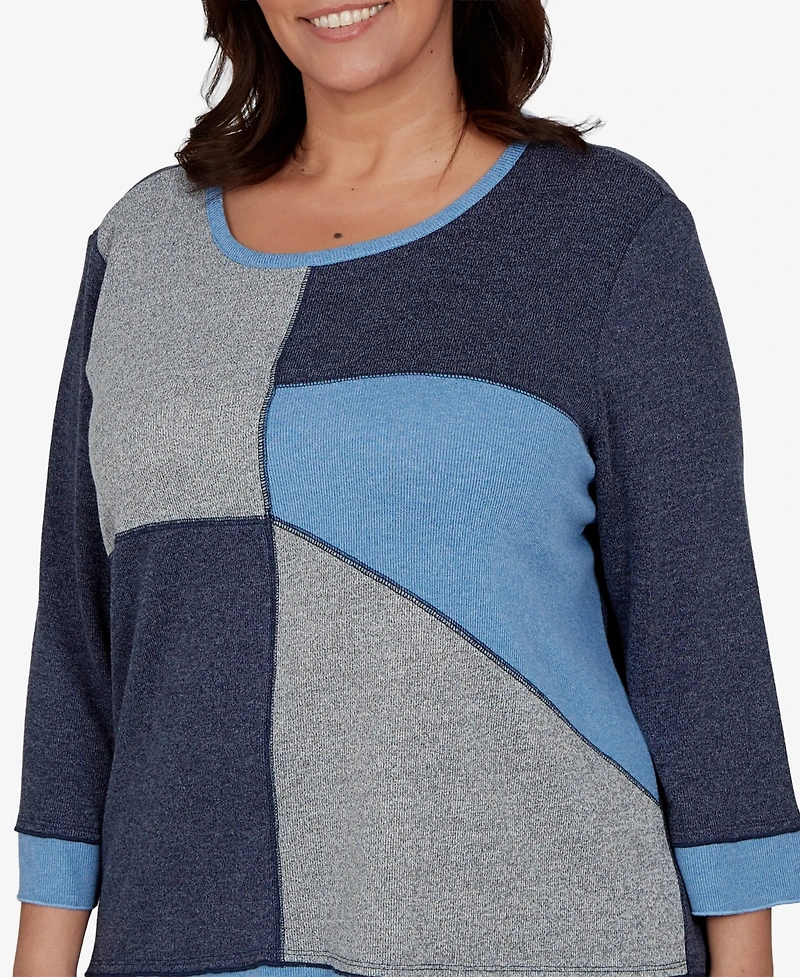 Alfred Dunner Plus Classic Heathered Colorblock Knit Top
