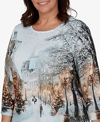 Alfred Dunner Plus Classic Christmas The City Knit Top