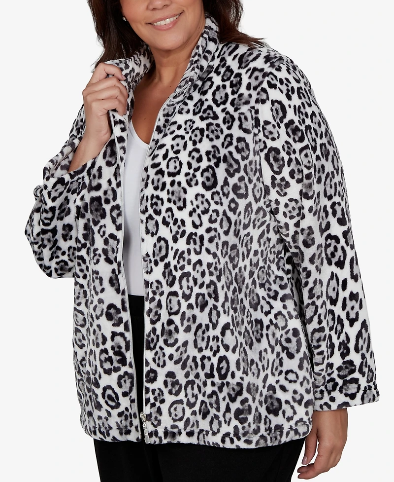 Alfred Dunner Plus Classic Cozy Animal Print Knit Jacket