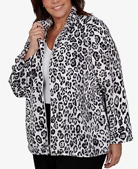 Alfred Dunner Plus Classic Cozy Animal Print Knit Jacket