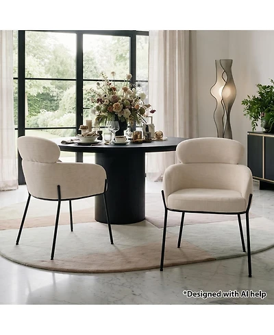 Maison Boucle Modern Upholstered Dining Chair Set of 2