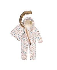 Deux par Baby Girl 3M-24M Snug One Piece Snowsuit Adapted for Car Seats with Floral Print