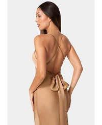 Bebe Women's High-Low Tiered V-Neck Gown