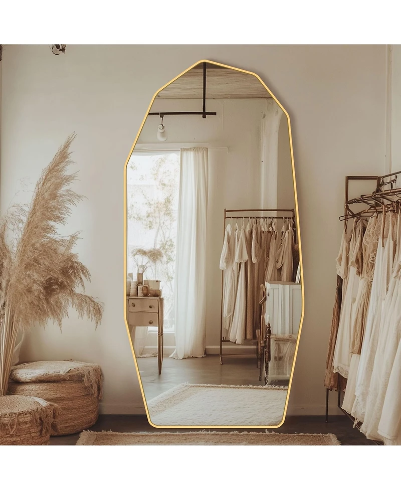Antok Full Length Mirror, 76"x34" Diamond-shaped Floor Mirror for Bedroom, Hanging Mounted for Living Room Cloakroom