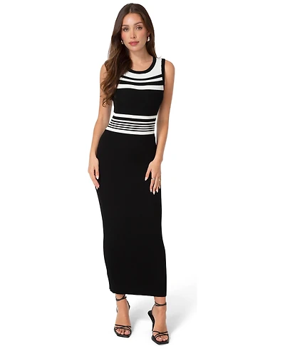 Bebe Women's Racer Stripe Bodycon Maxi Dress