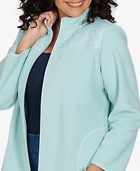 Alfred Dunner Petite Classic Quilted Zip Front Knit Jacket