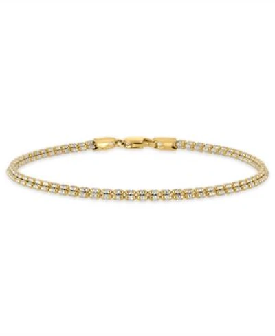 Macys Two Tone Ice Chain Bracelet In 10k Yellow Gold