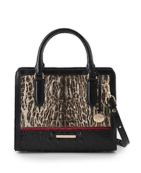 Brahmin Cami Calgary Leather Ocelot Small Satchel Handbag
