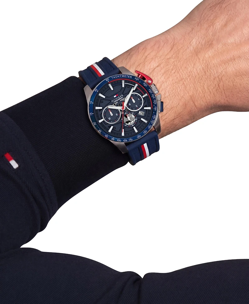Tommy Hilfiger Men's Chronograph Navy Silicone Strap Watch 44mm