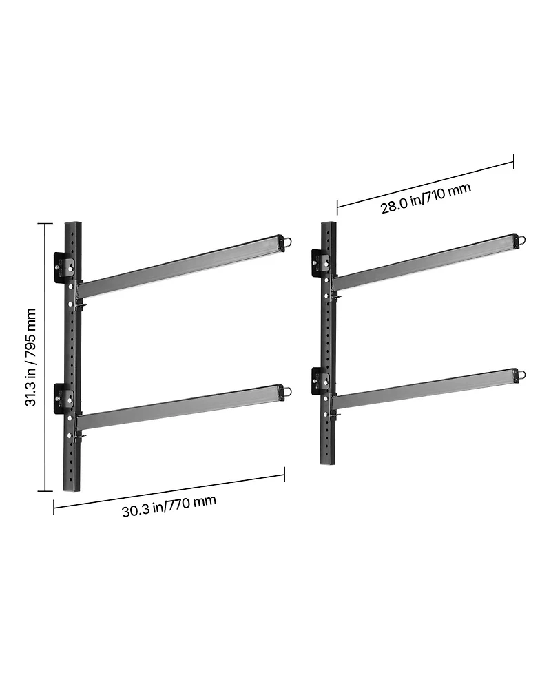Sevorley 2-Kayak Wall-Mounted Storage Rack, Adjustable Heavy-Duty Steel Stand, 200 lb Capacity