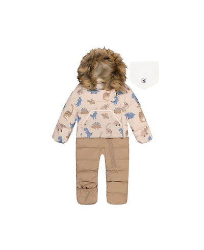Deux par Baby Boys ( 1M to 24 M ) Snug One Piece Snowsuit Adapted for Car Seats Dinosaur Print