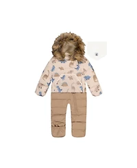 Deux par Baby Boys ( 1M to 24 M ) Snug One Piece Snowsuit Adapted for Car Seats Dinosaur Print