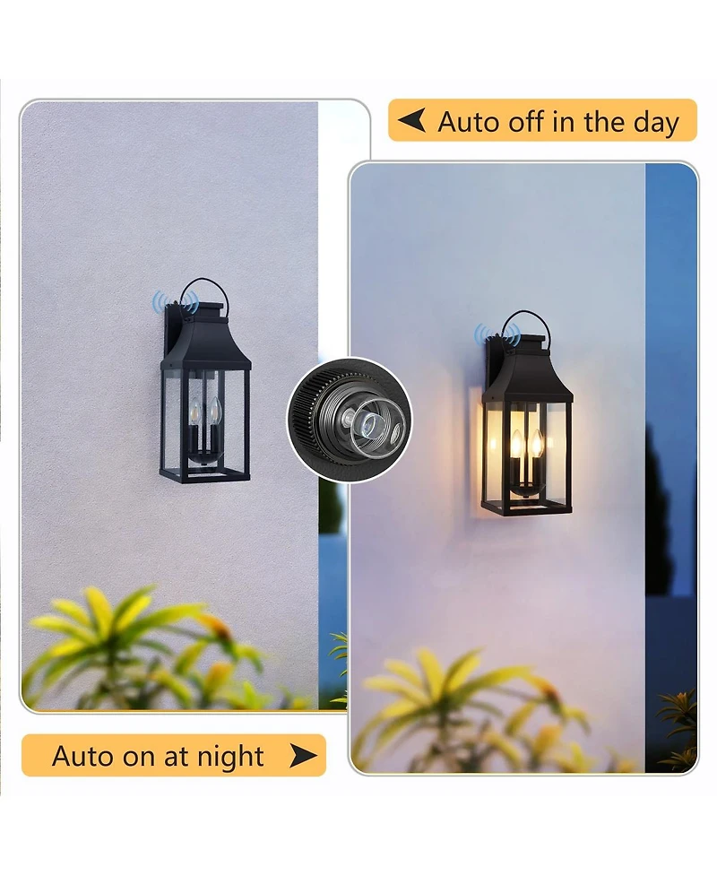Asagikoiai 20" Dusk to Dawn Outdoor Wall Light, 2-Light Exterior Porch Sconce