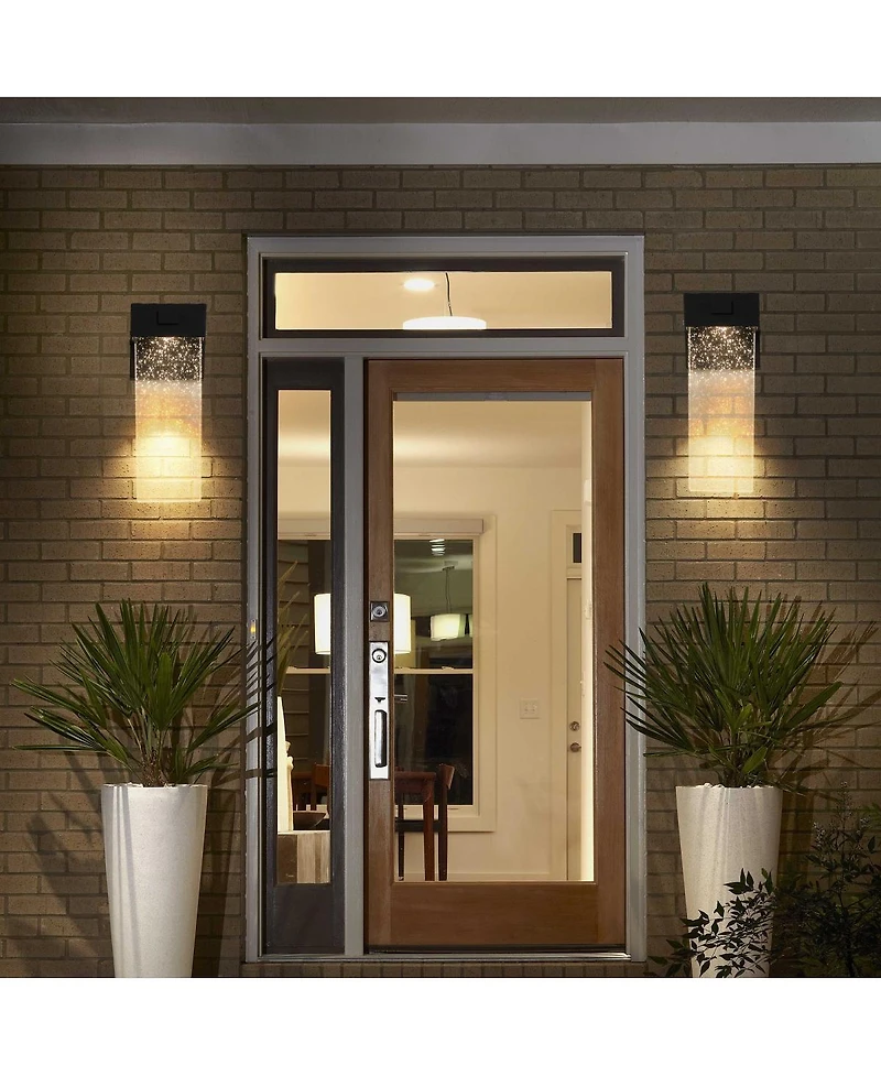 Asagikoiai 2-Pack Led Outdoor Wall Sconces, Weatherproof Dusk to Dawn Bubble Crystal Lights