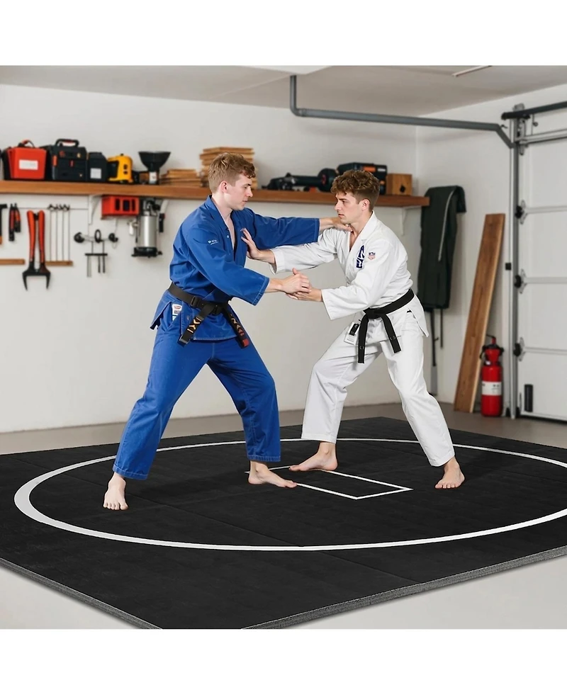 Sevorley Roll-Up Wrestling Mat, 10 x 10 ft Xpe Foam Martial Arts Training Mat with Circles