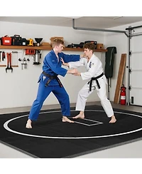 Sevorley Roll-Up Wrestling Mat, 10 x 10 ft Xpe Foam Martial Arts Training Mat with Circles