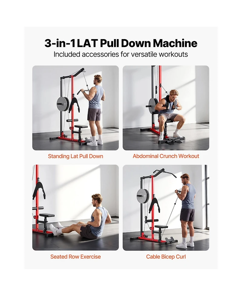 Sevorley Lat Pull Down Machine 3-in-1 Cable Tower 400 lb Home Gym