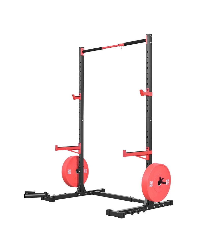 Sevorley Multifunctional Power Cage Squat Rack for Home Gym, Width-Adjustable with Safety Bars and Landmine