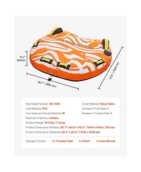 Sevorley Inflatable Towable Tube for Boating, 1-2 Riders Water Sports Tube with Fins, 340 lbs Capacity