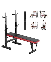 Sevorley Adjustable Weight Bench with Squat Rack, Foldable Bench Press for Home Gym