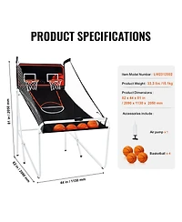 Sevorley Foldable Basketball Arcade Game, 2-Player Indoor Dual Shot Hoops with 4 Balls, 8 Game Modes, Electronic Scoreboard and Pump