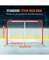 Sevorley Street Hockey Goal, 72" x 48" Steel Training Net, Portable Indoor Outdoor Regulation Goal Set