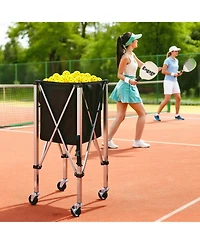 Sevorley Foldable Tennis Ball Hopper Cart with Wheels, Holds 200 Balls
