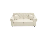 Rainsken 63" Mid-Century Velvet Sofa, Button Tufted Couch with Nailhead Trim, Rolled Armrests and 2 Pillows for Living Room, Apartment, Small Space