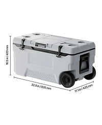 Sevorley Wheeled Portable Cooler, 74 qt, Holds 120 Cans, Insulated Rolling Ice Chest