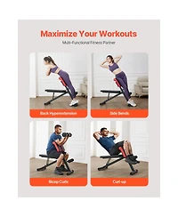 Sevorley Adjustable Roman Chair Hyperextension Weight Bench, Foldable Full-Body Home Gym Equipment, 330 lbs