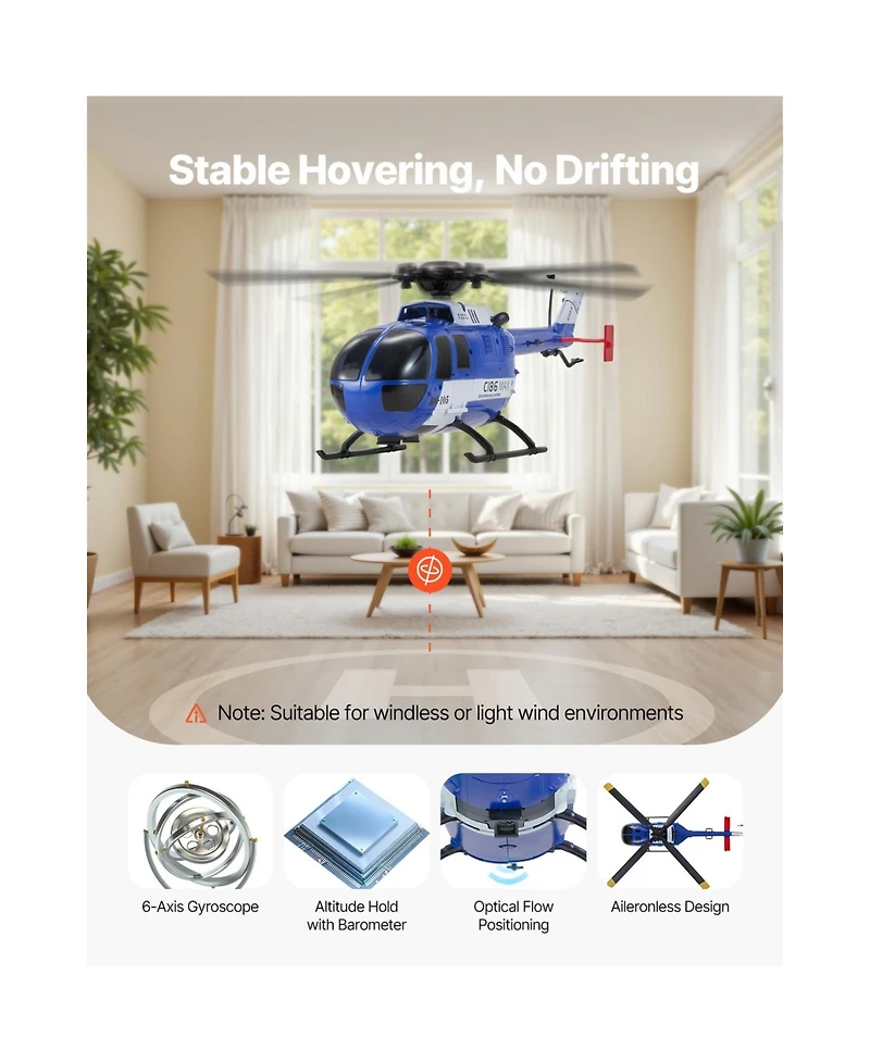Sevorley 4-Propeller Rc Helicopter, 2.4GHz 6-Axis Gyro Remote Control Plane for Beginners