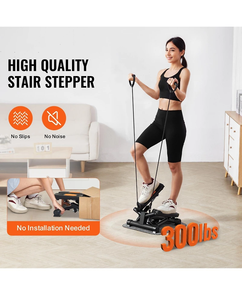 Sevorley Mini Twist Stair Stepper with Resistance Bands and Lcd Monitor, 330 lb Capacity