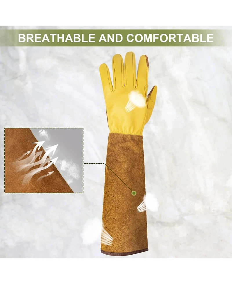 Xdovet Long Cowleather Garden Gloves Women Thorn Proof Rose Pruning