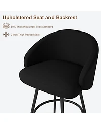 homfan Bar Stools Set of 6, Swivel Counter Height with Back, Polyester Knit Upholstered 25.4 Modern Chair, Metal Frame with Footrest for Kitchen