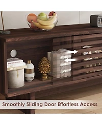 homfan Living Room Table Sets of 2, Includes Tv Stand Storage Cabinet for Tv, Farmhouse Coffee Table with Storage Shelf for Bedroom