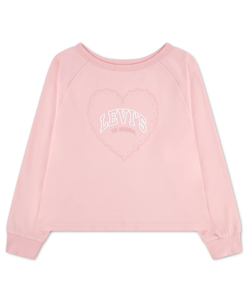 Levi's Girls' 7-16 Heart Knit Long-Sleeve Top