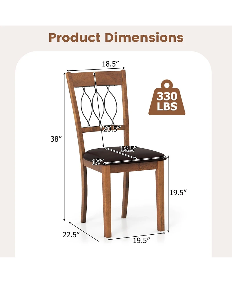 Gymax Fabric Dining Chair Set of With Padded Seat Elegant Backrest for Restaurant