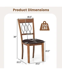 Gymax Fabric Dining Chair Set of With Padded Seat Elegant Backrest for Restaurant