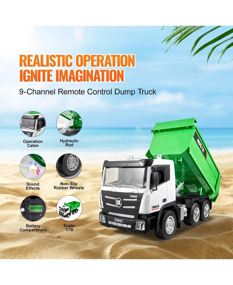 Sevorley 1:18 Scale 9-Channel 4WD Remote Control Dump Truck