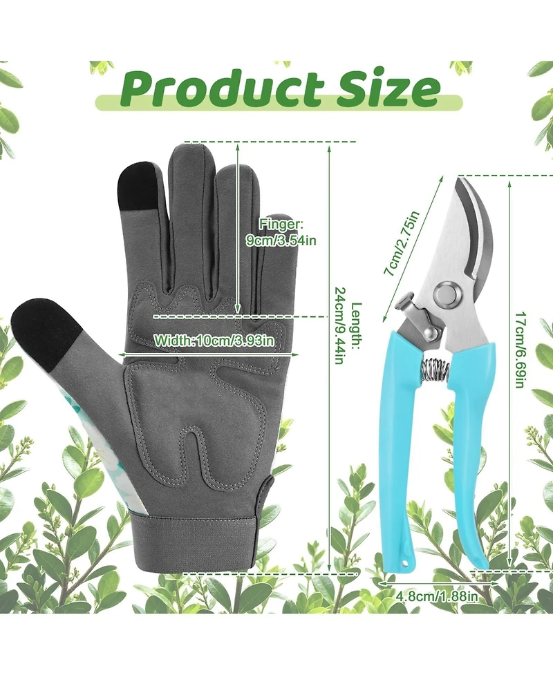 Xdovet Garden Pruning Shears Gloves Set Stainless Steel Trimming Tools