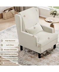 homfan Chenille Wingback Accent Chair with Lumbar Pillow, Mid-Century Modern Reading Chair