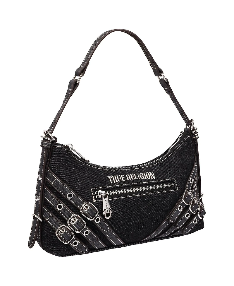 True Religion Women's Triple Straps Denim Shoulder Bag