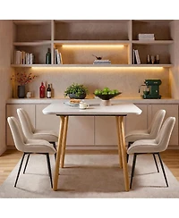 homfan Set of 4 Faux Leather Dining Chairs with Thick Cushions and Metal Legs, Modern Upholstered Kitchen Chairs
