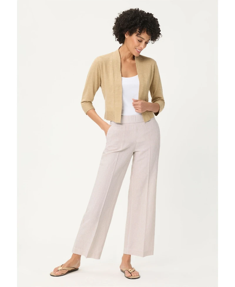 Olsen Women's Stripe Linen-Cotton Cropped Pant