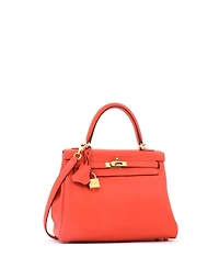Pre-Owned HERMES Kelly 25 Handbag Orange Swift with Gold Hardware