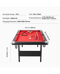Sevorley 7 feet Foldable Pool Table Set with Balls, Cues, Chalk and Brush