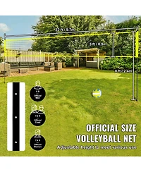 Portable Volleyball Net System with Adjustable Steel Poles and Ball