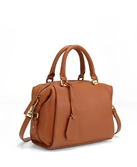 Susu Quinn Women's Pebbled Leather Doctor Bag Structured Top Handle Satchel Crossbody Bowling Handbag